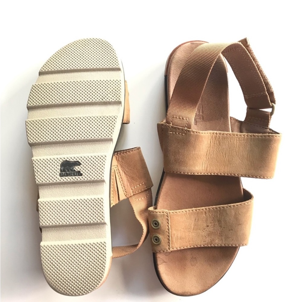 Sorel Tan Leather Double Strap Sandal